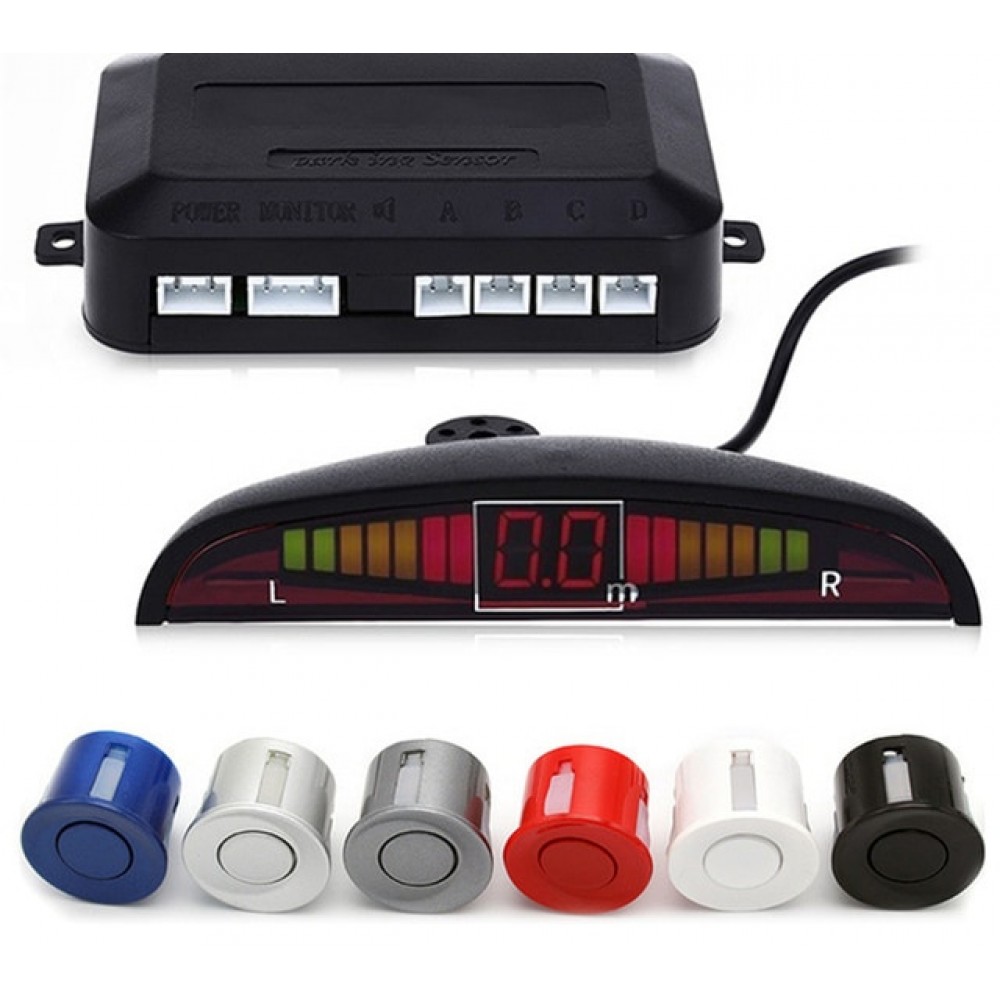 Car Parking Sensor 12V with 4 Sensors Auto Reverse Rear Assistance Backup Park Radar Buzzer Alarm Monitor System Alarm 5 Colors