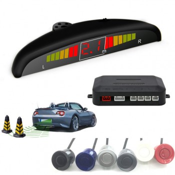 Car Parking Sensor 12V with 4 Sensors Auto Reverse Rear Assistance Backup Park Radar Buzzer Alarm Monitor System Alarm 5 Colors