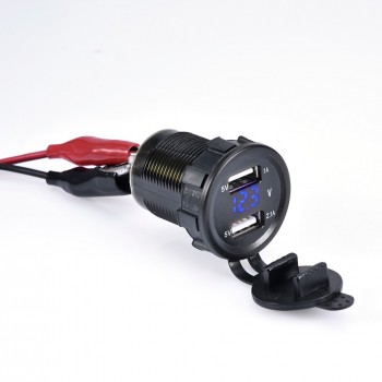 12V/24V Dual Port Car USB Charger Power Outlet 5V For Pad Phones Car Boat Caravan Motorcycle Led Light Voltage Meter