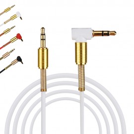 3.5mm Jack Stereo 1m/3.28ft Audio Cable Male to Male 90 Degree Right Angle Aux Cable Wire Cord with Spring Protective Cover #30