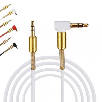3.5mm Jack Stereo 1m/3.28ft Audio Cable Male to Male 90 Degree Right Angle Aux Cable Wire Cord with Spring Protective Cover #30