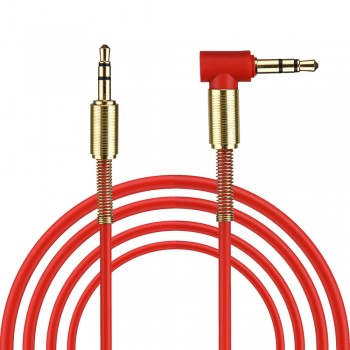 3.5mm Jack Stereo 1m/3.28ft Audio Cable Male to Male 90 Degree Right Angle Aux Cable Wire Cord with Spring Protective Cover #30