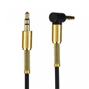 3.5mm Jack Stereo 1m/3.28ft Audio Cable Male to Male 90 Degree Right Angle Aux Cable Wire Cord with Spring Protective Cover #30