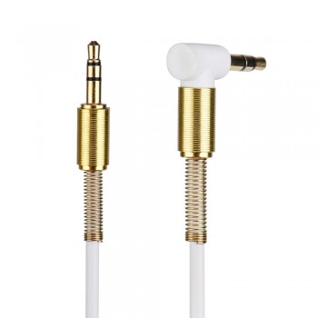 3.5mm Jack Stereo 1m/3.28ft Audio Cable Male to Male 90 Degree Right Angle Aux Cable Wire Cord with Spring Protective Cover #30