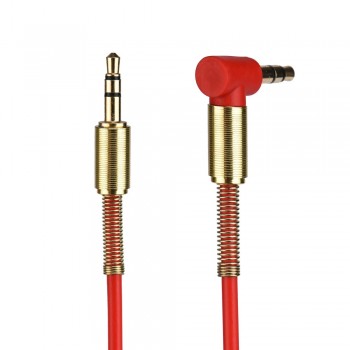 3.5mm Jack Stereo 1m/3.28ft Audio Cable Male to Male 90 Degree Right Angle Aux Cable Wire Cord with Spring Protective Cover #30