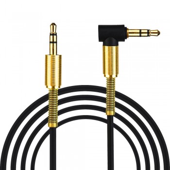 3.5mm Jack Stereo 1m/3.28ft Audio Cable Male to Male 90 Degree Right Angle Aux Cable Wire Cord with Spring Protective Cover #30
