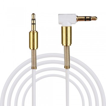 3.5mm Jack Stereo 1m/3.28ft Audio Cable Male to Male 90 Degree Right Angle Aux Cable Wire Cord with Spring Protective Cover #30
