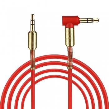 3.5mm Jack Stereo 1m/3.28ft Audio Cable Male to Male 90 Degree Right Angle Aux Cable Wire Cord with Spring Protective Cover #30
