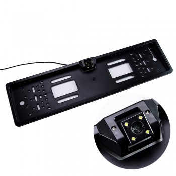 EU European License Plate Frame Car Rear View Camera Waterproof Night Vision Reverse Backup Camera 4 LED light