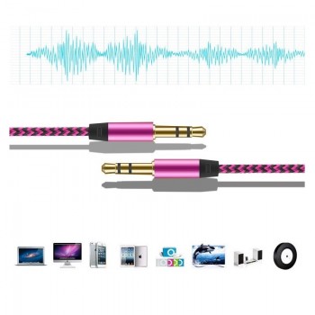 Rovtop 1m Nylon Aux Cable 3.5mm Male to Male Jack Auto Car Audio Cable Gold Plug Line Cord For Iphone Samsung Xiaomi Speaker Z2