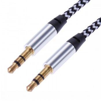 Rovtop 1m Nylon Aux Cable 3.5mm Male to Male Jack Auto Car Audio Cable Gold Plug Line Cord For Iphone Samsung Xiaomi Speaker Z2