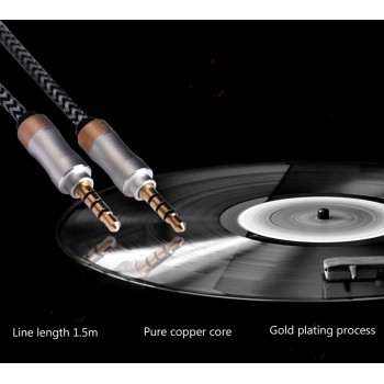 Rovtop 1m Nylon Aux Cable 3.5mm Male to Male Jack Auto Car Audio Cable Gold Plug Line Cord For Iphone Samsung Xiaomi Speaker Z2