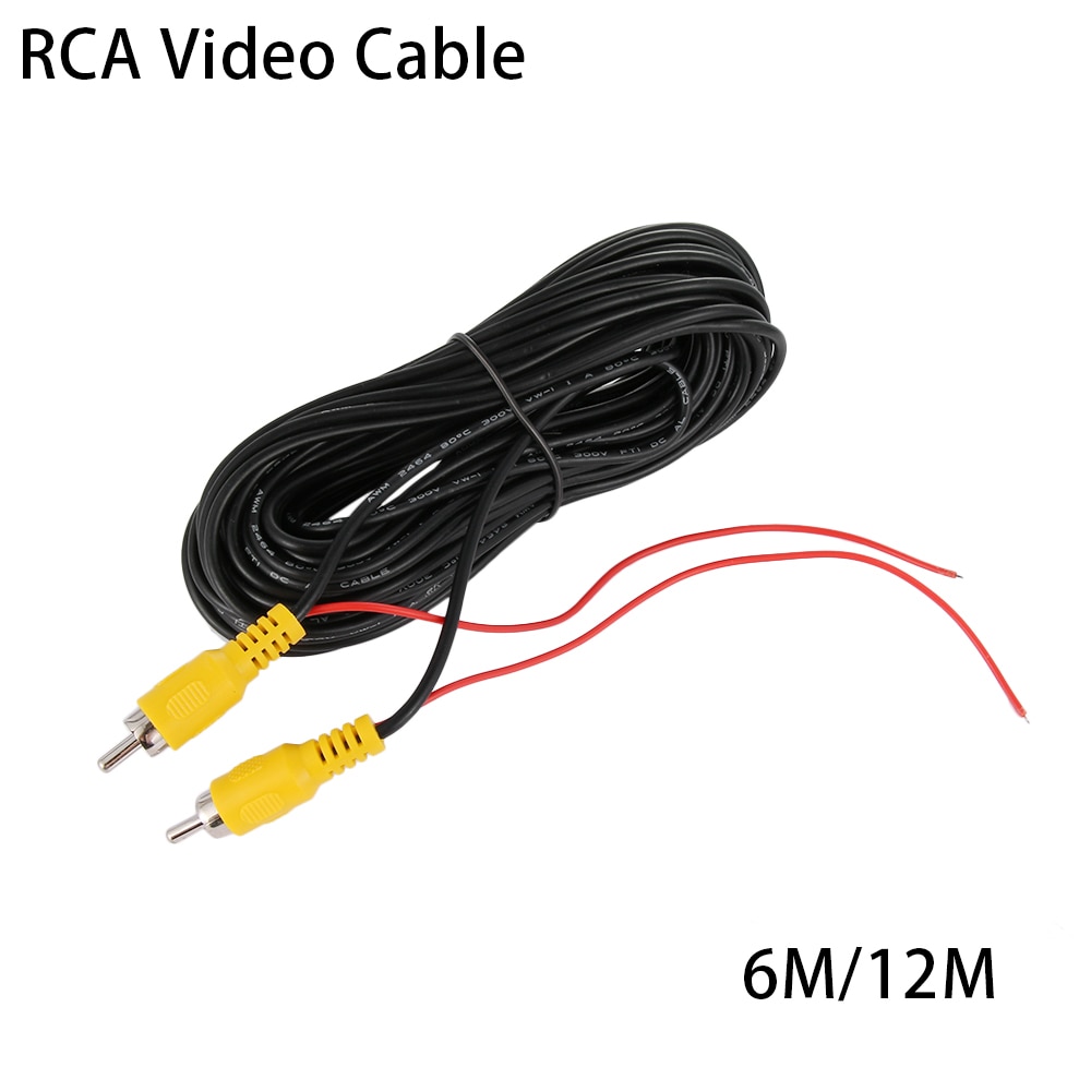 6m/12m Car RCA CAR Reverse Rear View Parking Camera Video CableRear View Video Trigger Wire for All Car Extension Cord