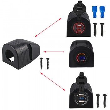 1PCS Car Charger Tent Base Car Accessories Waterproof Tent USB Voltmeter Cigarette Lighter Tent for Truck Motorcycle Boat  ATV