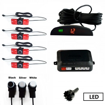 Viecar  Car Parking Sensor Set LED/LCD/Buzzer 4 Flat Reverse Display Parking Sensor Kit 16mm 12V Backup Radar Monitor System