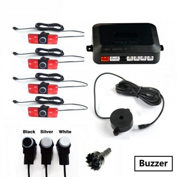 Viecar  Car Parking Sensor Set LED/LCD/Buzzer 4 Flat Reverse Display Parking Sensor Kit 16mm 12V Backup Radar Monitor System