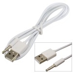 White USB 2.0 Male to 3.5mm Headphone Audio AUX Male Plug Car Cable Jack Charger Cable Wire Cord