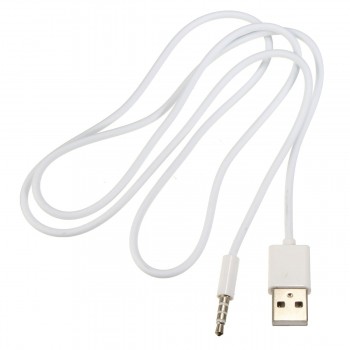 White USB 2.0 Male to 3.5mm Headphone Audio AUX Male Plug Car Cable Jack Charger Cable Wire Cord