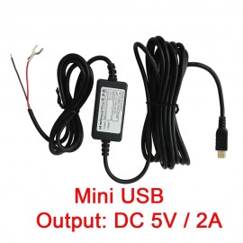 DC 5V 2A Mini USB Port Wire Cable Car Charger Kit For Camera Recorder DVR Exclusive Power Supply Box with low voltage protection