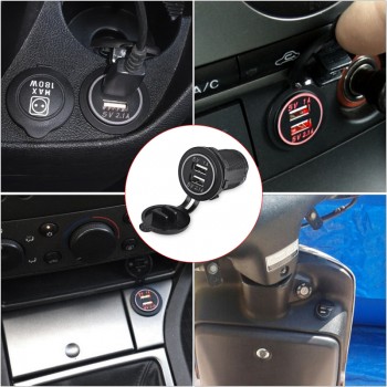 Universal Car Charger USB Vehicle DC12V-32V Waterproof  Dual USB Charger 2 Port Power Socket 5V 2.1A/1A High Quality
