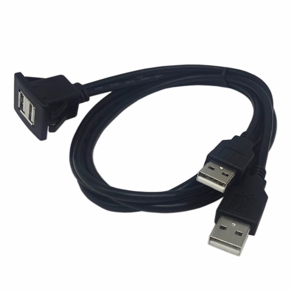 catuo  USB2.0 Flush Mount Cable 1M/2M Double/Single USB Port Extension Flush Dashboard Panel Mount Cable for Car Boat Motorcycle