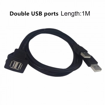 catuo  USB2.0 Flush Mount Cable 1M/2M Double/Single USB Port Extension Flush Dashboard Panel Mount Cable for Car Boat Motorcycle