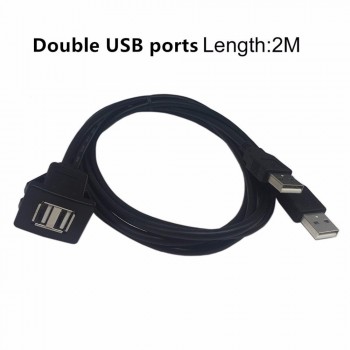 catuo  USB2.0 Flush Mount Cable 1M/2M Double/Single USB Port Extension Flush Dashboard Panel Mount Cable for Car Boat Motorcycle