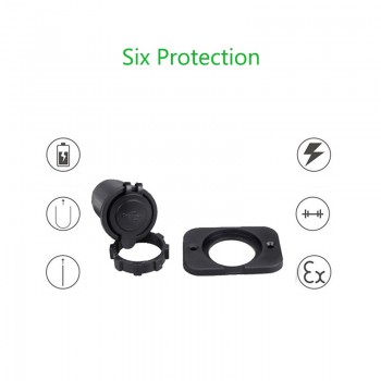 5V 2.1A/1A 12V Dual USB Car Charger with Panel Waterproof Power Adapter Socket Outlet for Vehicle Boat Truck Motorcycle