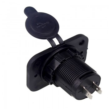 5V 2.1A/1A 12V Dual USB Car Charger with Panel Waterproof Power Adapter Socket Outlet for Vehicle Boat Truck Motorcycle