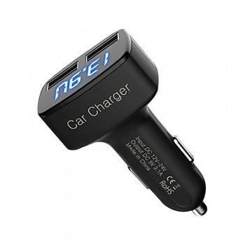Dual USB Car Charger Adapter Voltage DC 5V 3.1A Tester For iPhone Black 4 In 1 Quick Charge  Mobile Phone accessoire voiture