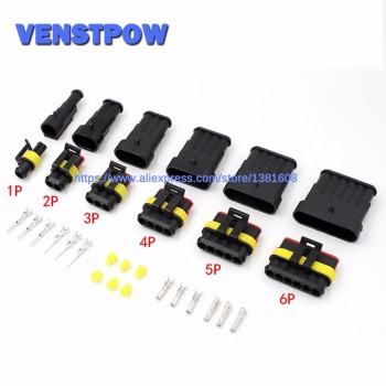 5SETS 1.5 Kit 2 pin 2/3/4/5/6 pin Way Female Male Super Seal  Waterproof Electrical Wire Cable Automotive Connector Car Plug