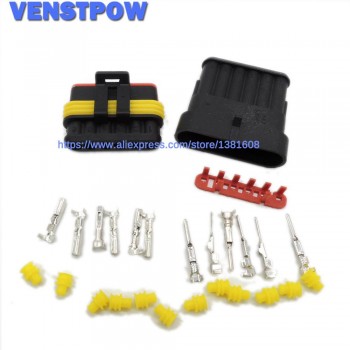 5SETS 1.5 Kit 2 pin 2/3/4/5/6 pin Way Female Male Super Seal  Waterproof Electrical Wire Cable Automotive Connector Car Plug