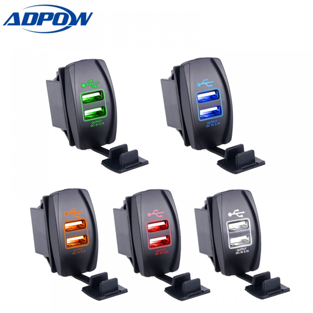 Universal USB Dual Car Charger Waterproof  2 Port Power Socket 3.1A 5V USB Socket Car Charger Power Adapter Car Styling