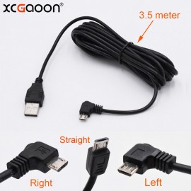 XCGaoon Car Charging Curved micro USB Cable for Car DVR Camera Video Recorder / GPS / PAD / Mobile, Cable lengh 3.5m ( 11.48ft )