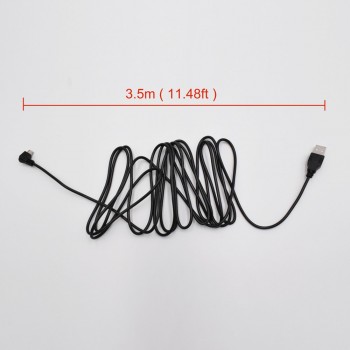 XCGaoon Car Charging Curved micro USB Cable for Car DVR Camera Video Recorder / GPS / PAD / Mobile, Cable lengh 3.5m ( 11.48ft )