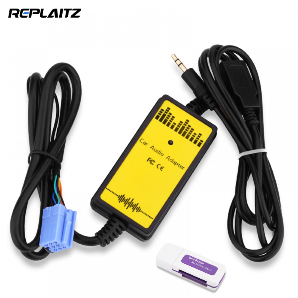 Replaitz Car CD Audio Adapter USB AUX Cable Interface MP3 SD Adapter 8P Connect Digital CD Changer for some 8pin connector cars
