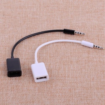 DWCX New Car Headphone Male AUX Audio Plug MP3 3.5mm Jack To USB 2.0 Female Converter Cord Cable Fit For VW Golf Audi Honda