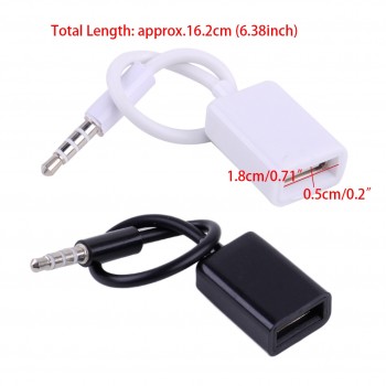 DWCX New Car Headphone Male AUX Audio Plug MP3 3.5mm Jack To USB 2.0 Female Converter Cord Cable Fit For VW Golf Audi Honda