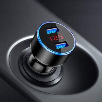 Rovtop Universal Fast Dual USB Car Charger Adapter LED Display 5V 3.1A Auto ABS USB Car Phone Charger for iPhone Mobile Phone