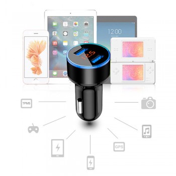 Rovtop Universal Fast Dual USB Car Charger Adapter LED Display 5V 3.1A Auto ABS USB Car Phone Charger for iPhone Mobile Phone