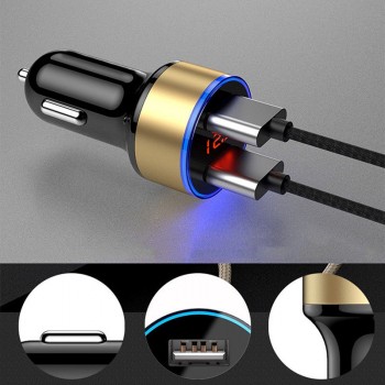 Rovtop Universal Fast Dual USB Car Charger Adapter LED Display 5V 3.1A Auto ABS USB Car Phone Charger for iPhone Mobile Phone