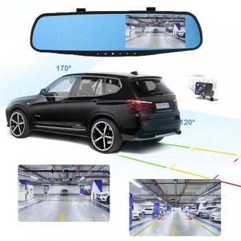 4.3 inch 1080P car rearview mirror Car Dvr full HD 1080p car driving video recorder camera car reverse image dual lens dash cam