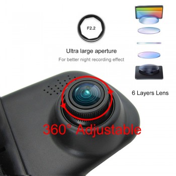 4.3 inch 1080P car rearview mirror Car Dvr full HD 1080p car driving video recorder camera car reverse image dual lens dash cam