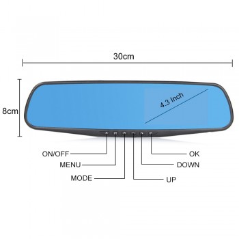 4.3 inch 1080P car rearview mirror Car Dvr full HD 1080p car driving video recorder camera car reverse image dual lens dash cam