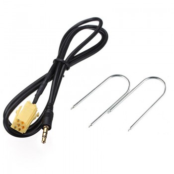 Biurlink Car 3.5MM Jack to ISO 6Pin Connector Aux Cable for Alfa Romeo Fiat Grande Punto