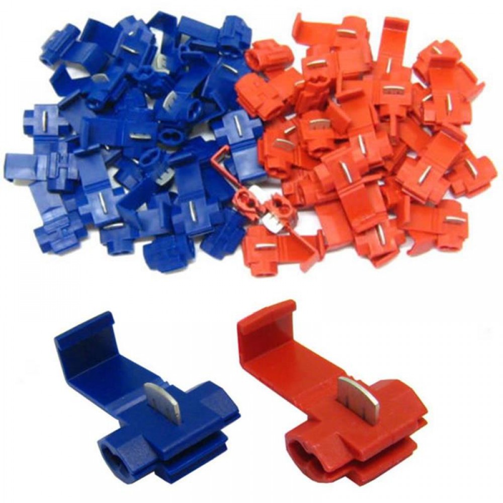 Vehemo 20Pcs Red Blue Electrical Cable Connectors Fast Quick Splice Lock Wire Terminals Crimp Scotchlocks Snap On Connector