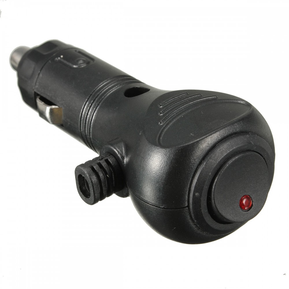 New 12V Male Car Cigarette Lighter Socket Plug Charger Connector LED On Off Switch Black
