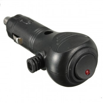 New 12V Male Car Cigarette Lighter Socket Plug Charger Connector LED On Off Switch Black