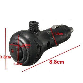 New 12V Male Car Cigarette Lighter Socket Plug Charger Connector LED On Off Switch Black