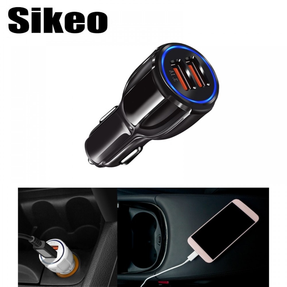 Car Charger Quick Charge 3.0 Charger QC 3.0 5V 9V 12V Dual USB Car Charge Fast Charger Mobile Phone Travel Adapter Car-charge
